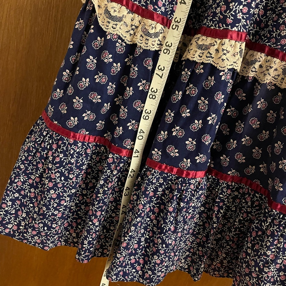 Gunne Sax by Jessica Mcclintock Calico Blue Dress Small Prairie - Picture 9 of 10